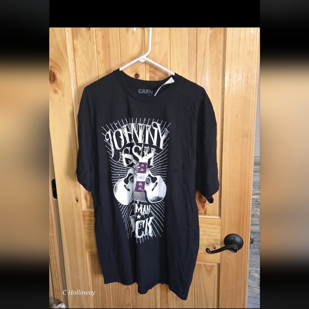 Johnny Cash The Man In Black Graphic T Shirt Mens XL Black Cotton